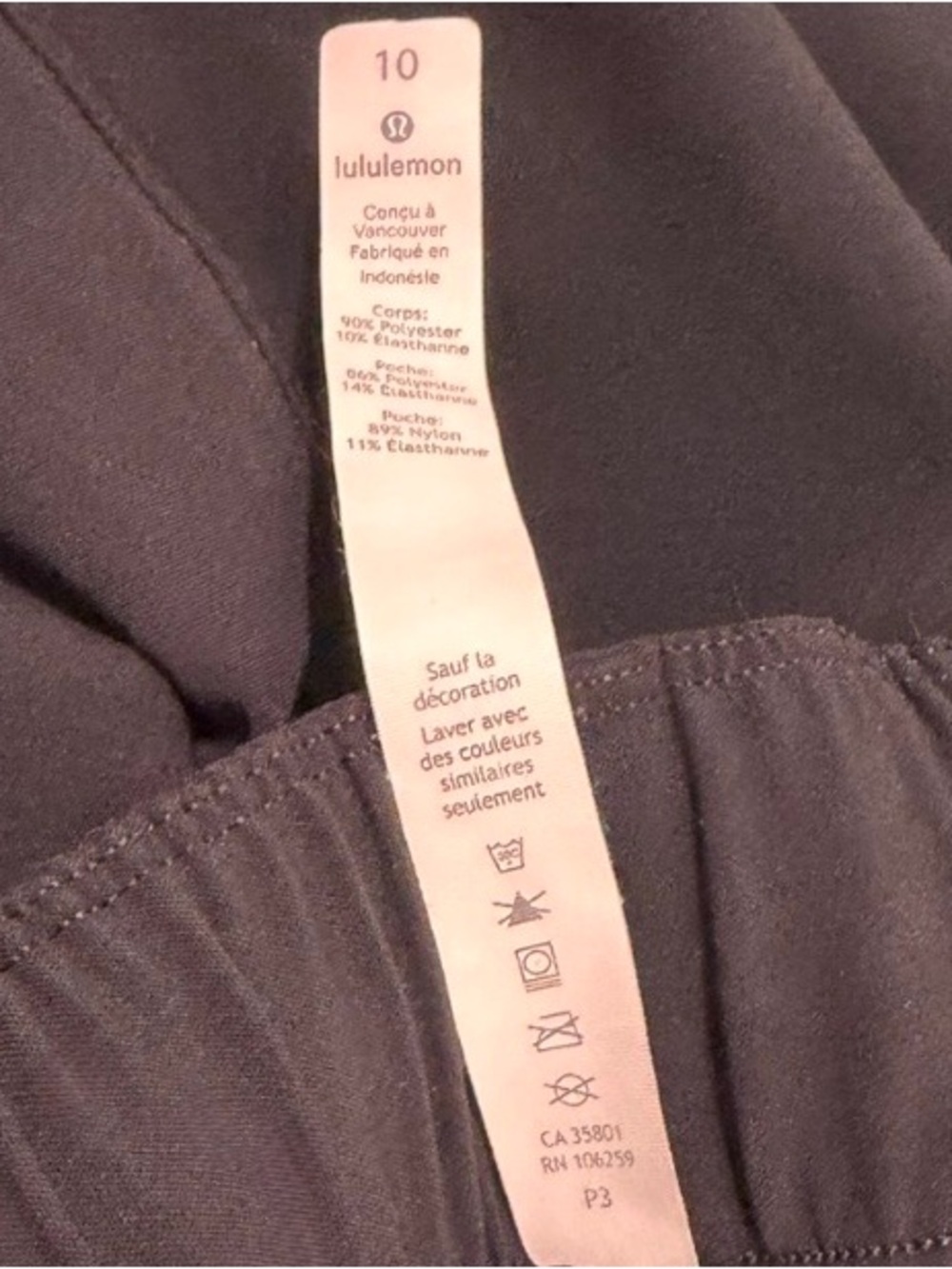 Lululemon On The Fly Pants Size 10 Black Cropped Drawstring Travel Athleisure - Picture 8 of 10